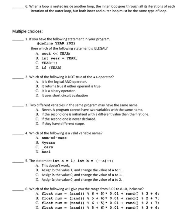 Solved Loops: 1. What is the difference between for, while, | Chegg.com