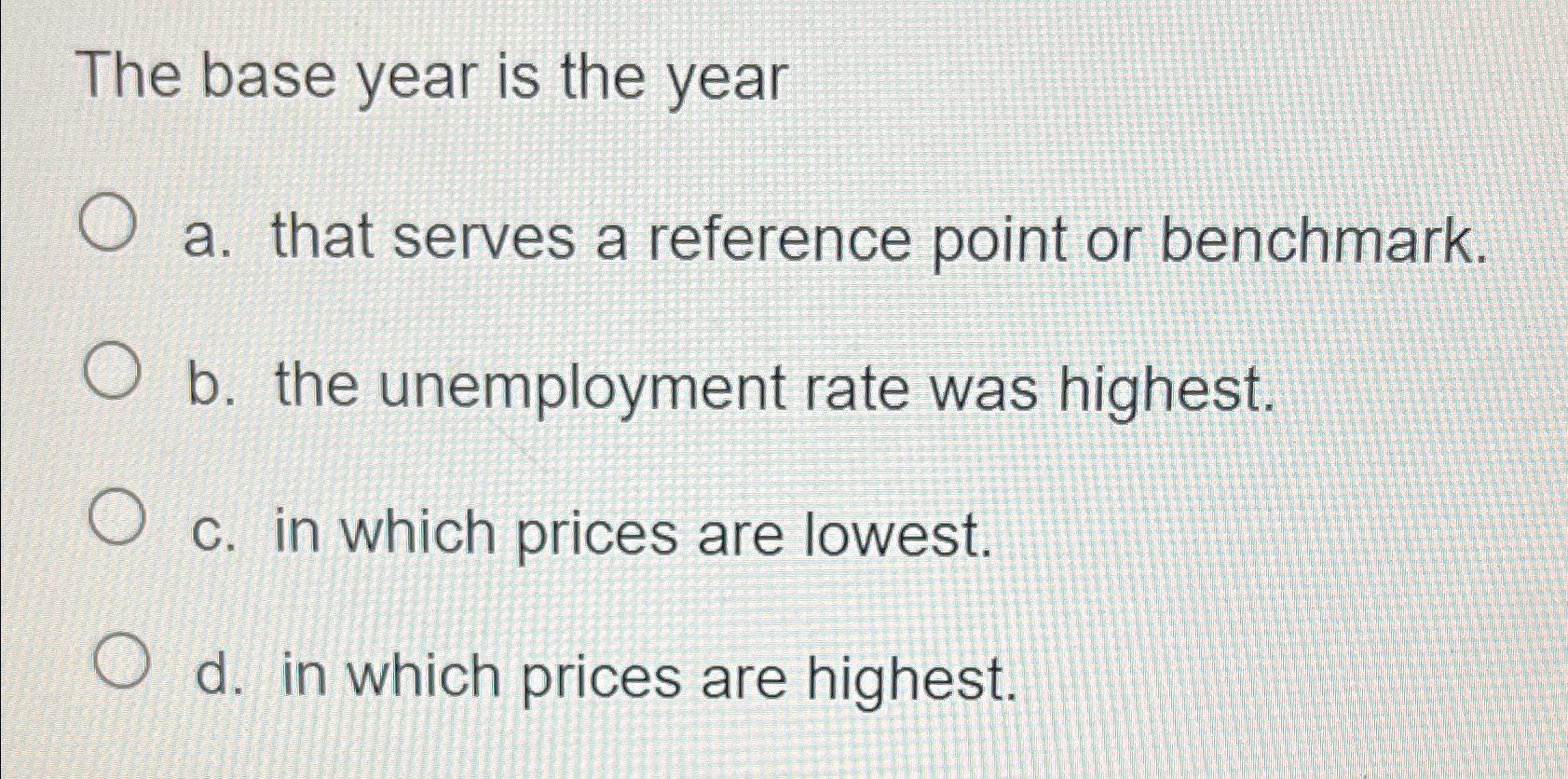 Solved The base year is the yeara. ﻿that serves a reference | Chegg.com