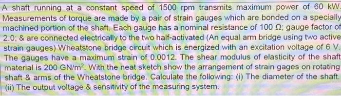 Solved A shaft running at a constant speed of 1500rpm | Chegg.com