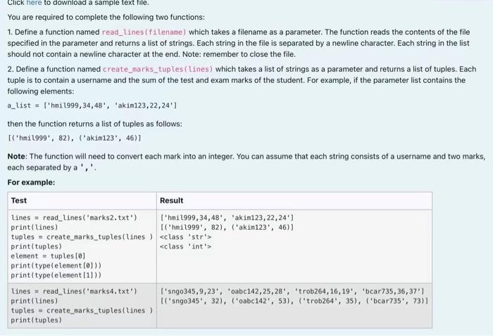 Solved Click here to download a sample text file. You are | Chegg.com