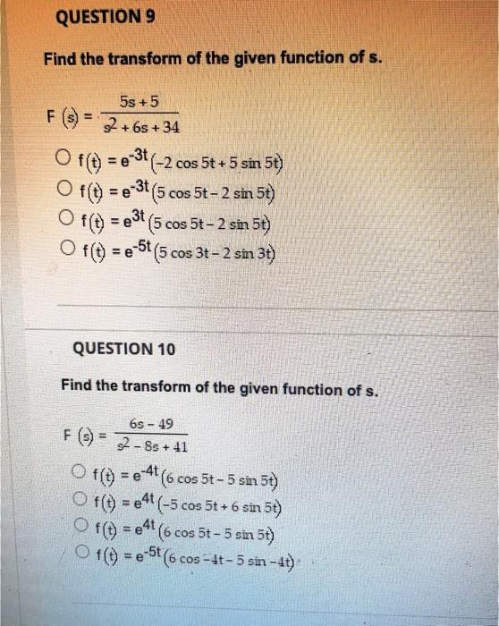 Solved Find the transform of the given function by use of a | Chegg.com