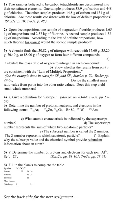 Solved 1 Two Samples Believed To Be Carbon Tetrachloride Chegg Com