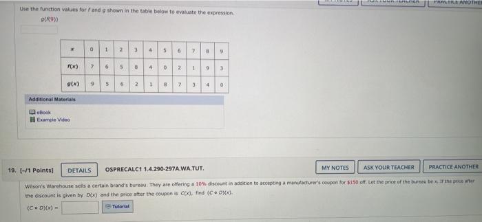 Solved TIL ANOTHE Use the function values for and shown in | Chegg.com
