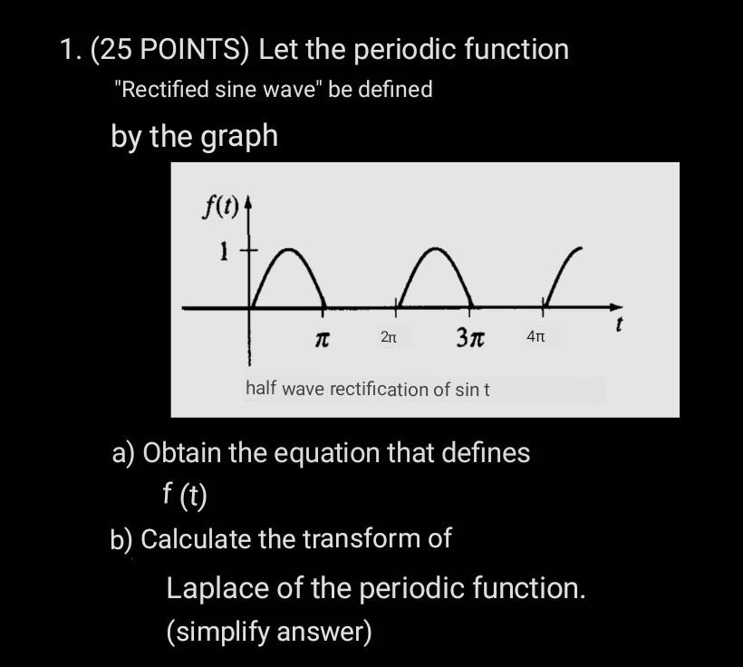 Solved 1. (25 POINTS) Let the periodic function 