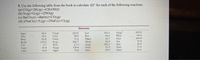 Solved 5. Use the following table from the book to calculate | Chegg.com
