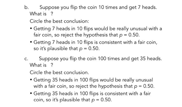 Solved B. Suppose You Flip The Coin 10 Times And Get 7 | Chegg.com