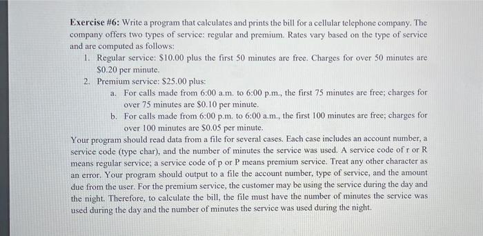 Solved a Exercise #6: Write a program that calculates and | Chegg.com