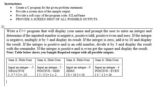 Solved Write a C++ program that will display your name and | Chegg.com