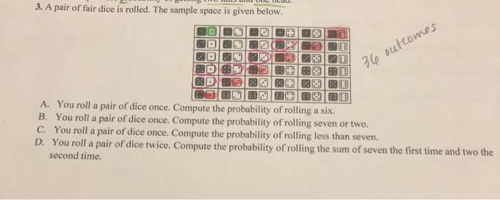 Solved 3. A Pair Of Fair Dice Is Rolled. The Sample Space Is | Chegg.com