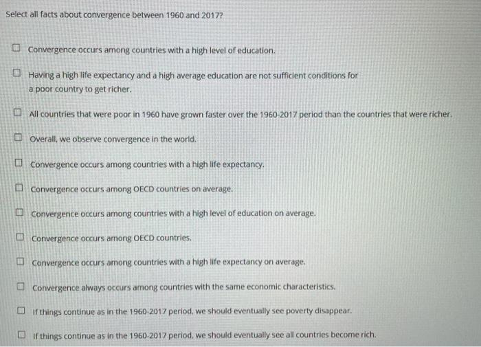 Solved Select All Facts About Convergence Between 1960 And Chegg Com