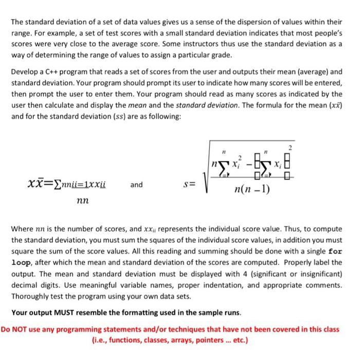 Solved The standard deviation of a set of data values gives | Chegg.com