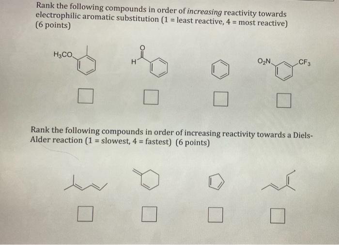 Solved Rank the following compounds in order of increasing | Chegg.com