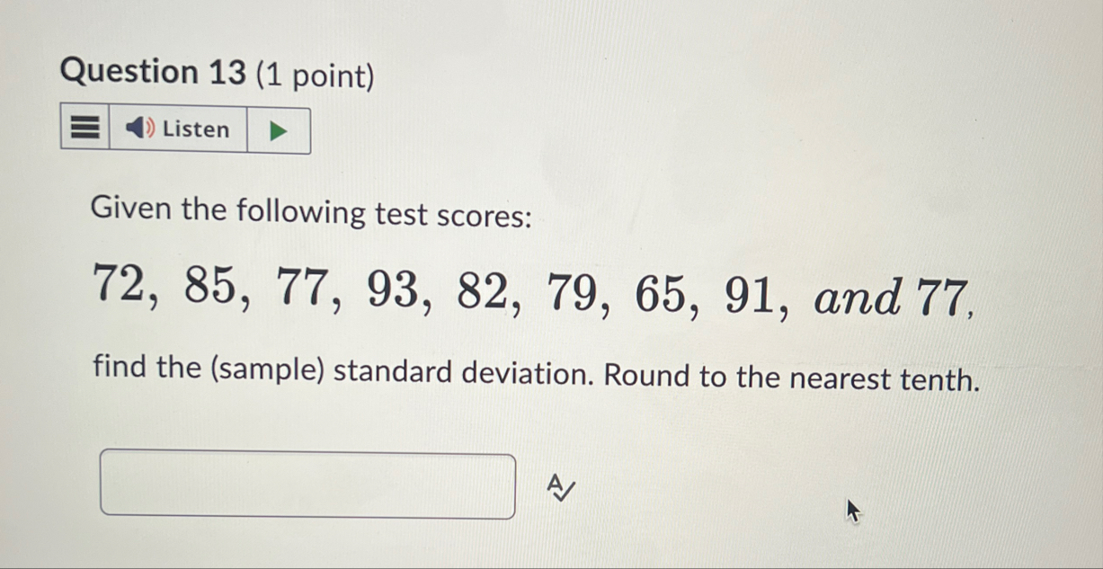 Solved Question 13 (1 ﻿point) Given the following test | Chegg.com