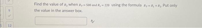 Solved Find the value of R2 when RT=500 and R1=220 using the | Chegg.com