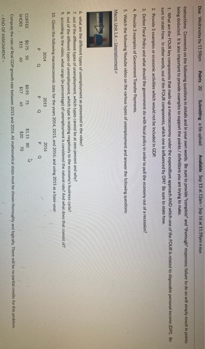 Solved Due Wednesday by 11:59pm Points 20 Submitting a file | Chegg.com