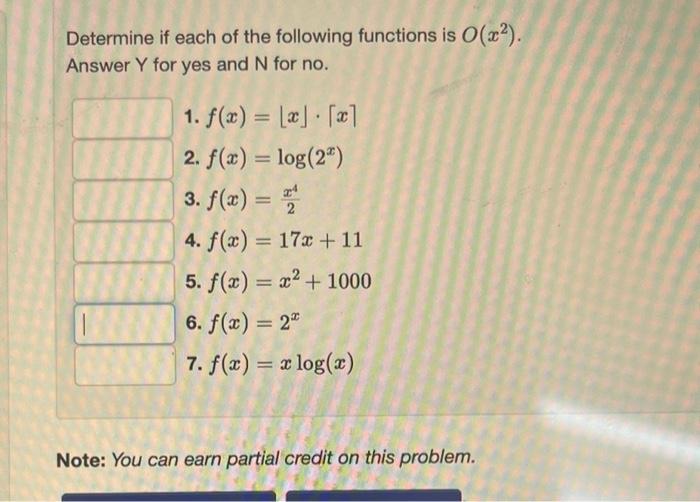 Solved Determine If Each Of The Following Functions Is | Chegg.com