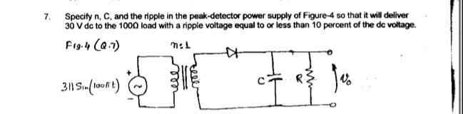 Solved Specify n,C, and the ripple in the peak-detector | Chegg.com