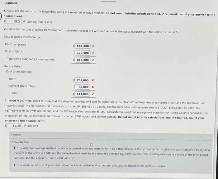 Solved Cost Information and the Weighted Average Method | Chegg.com