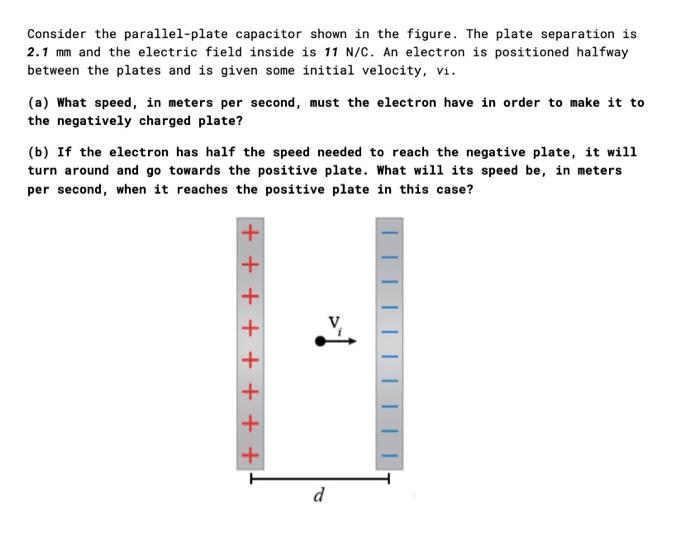 Solved Consider The Parallel Plate Capacitor Shown In The Chegg Com