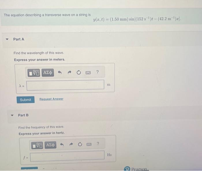 Solved The equation describing a transverse wave on a string | Chegg.com