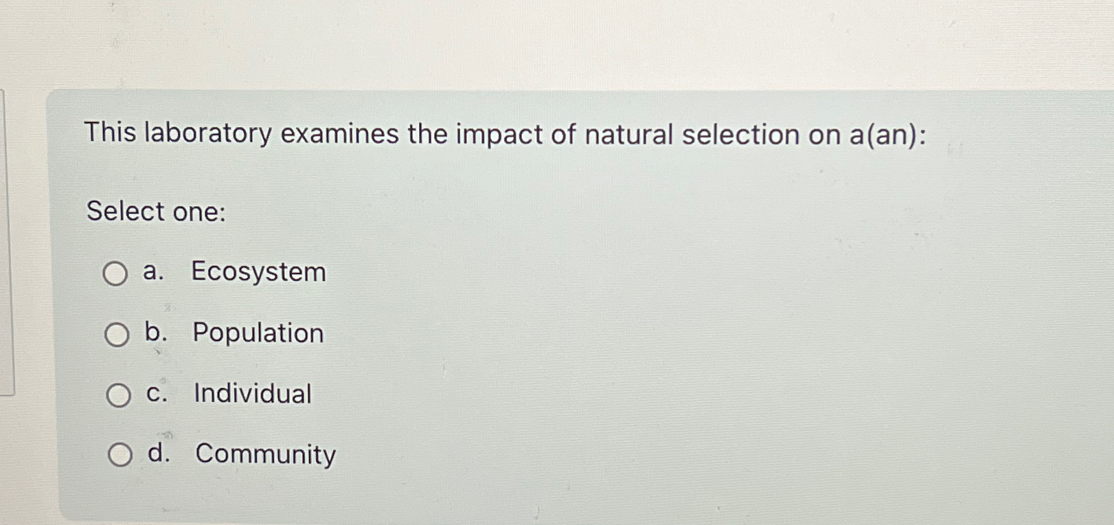 Solved This laboratory examines the impact of natural | Chegg.com