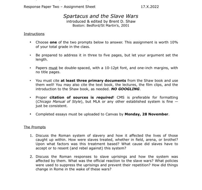 Begin Array Ll Text Response Paper Two Chegg Com