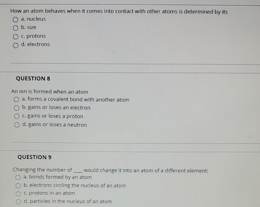 Solved How an atom behaves when it comes into contact with | Chegg.com