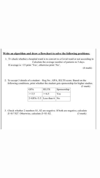 Solved Write an algorithm and draw a flowchart to solve the | Chegg.com