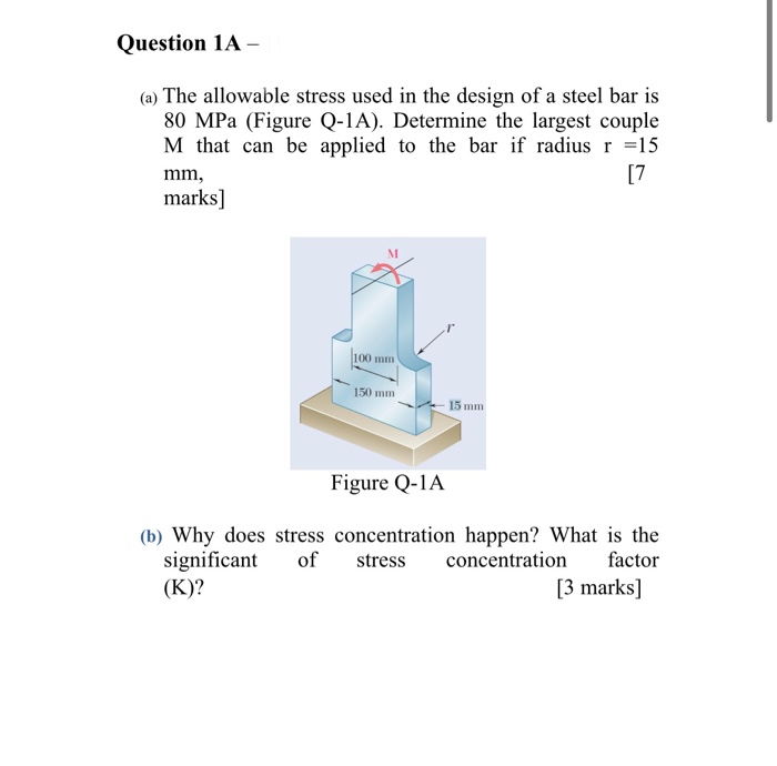 Solved Question 1A - (a) The allowable stress used in the | Chegg.com