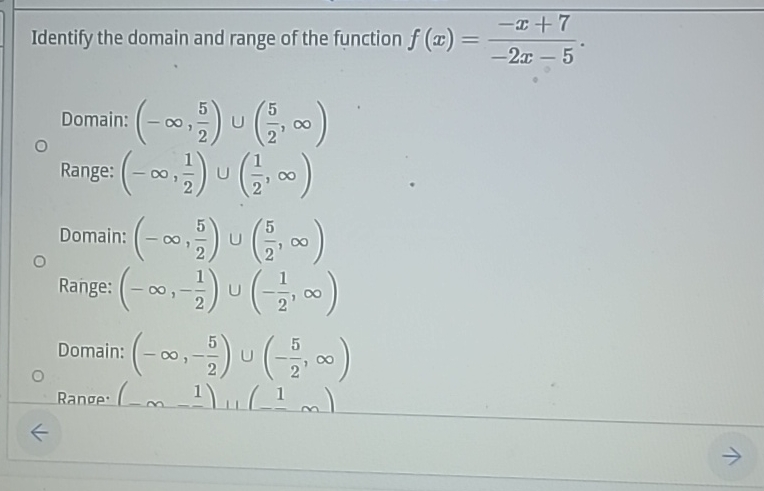 Solved Identify the domain and range of the function | Chegg.com