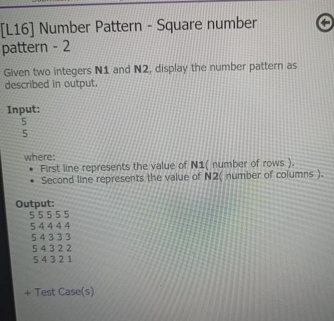 Solved [L16] Number Pattern - Square number pattern - 2 | Chegg.com
