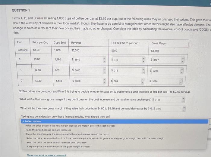 Solved Firms A B And C Were All Selling Cups Of Chegg Com