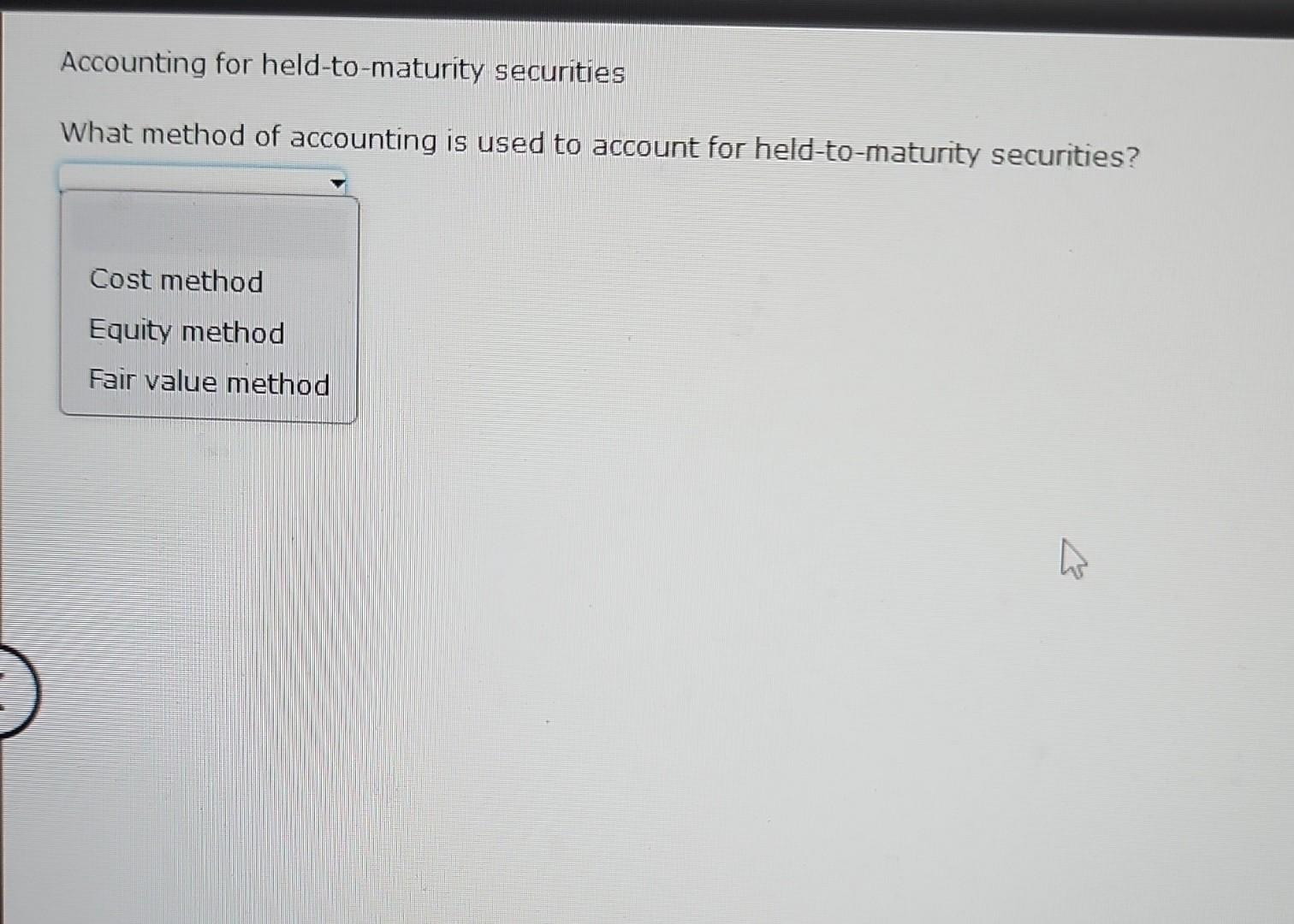 Solved Accounting for heldtomaturity securities What