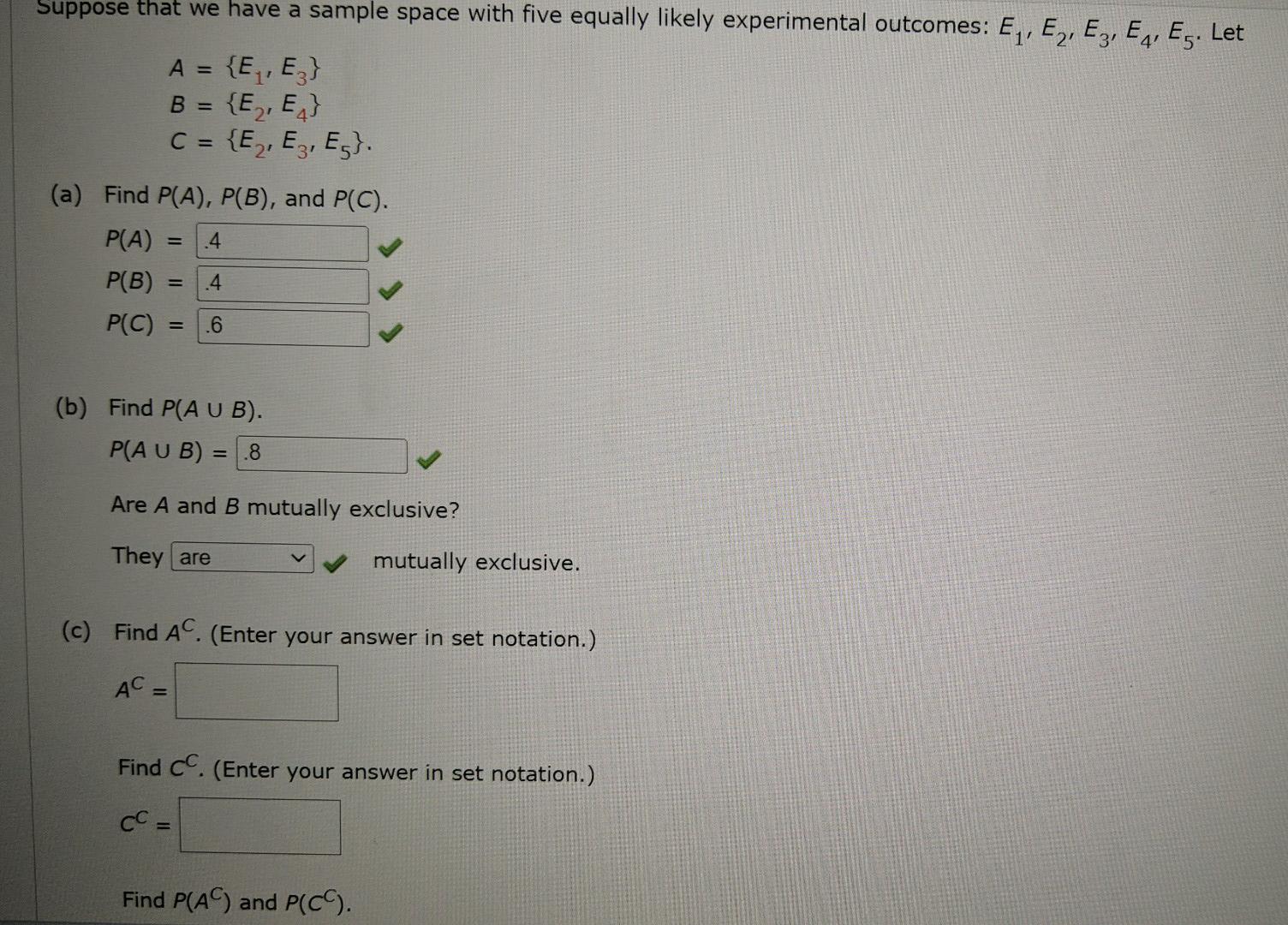 Solved Suppose that we have a sample space with five equally | Chegg.com