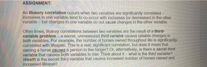 Solved An illusory correlation occurs when two variables are | Chegg.com