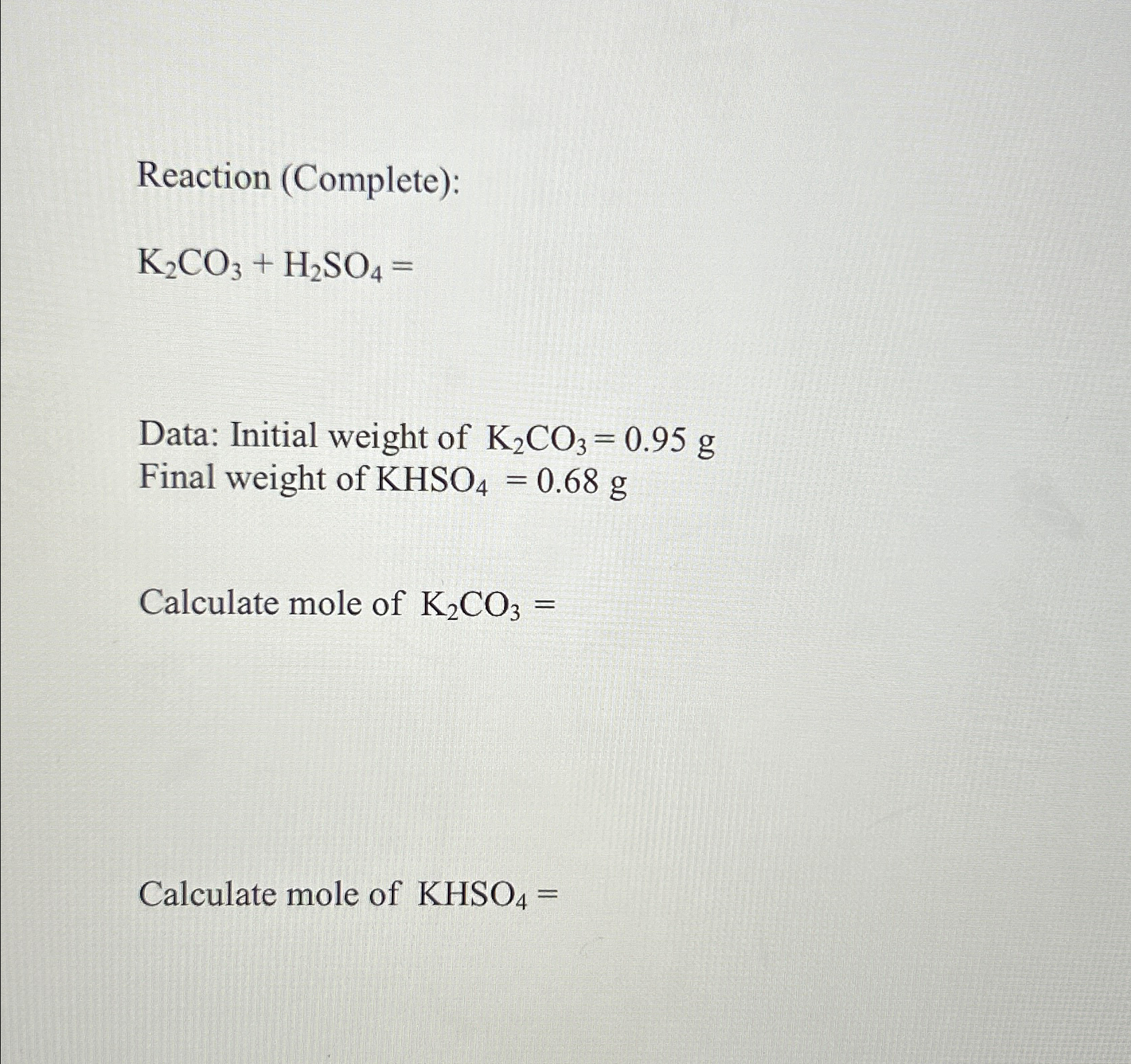 Phản Ứng Giữa KHSO4 và K2CO3