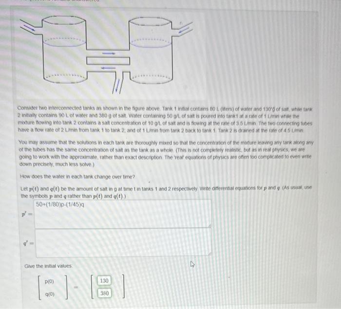 Solved Consider Two Interconnected Tanks As Shown In The | Chegg.com