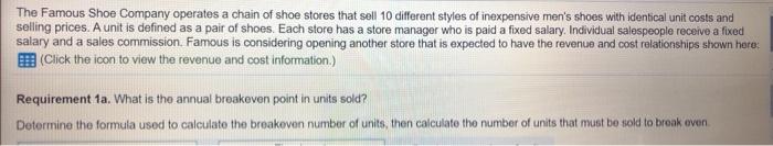 Solved The Famous Shoe Company operates a chain of shoe | Chegg.com