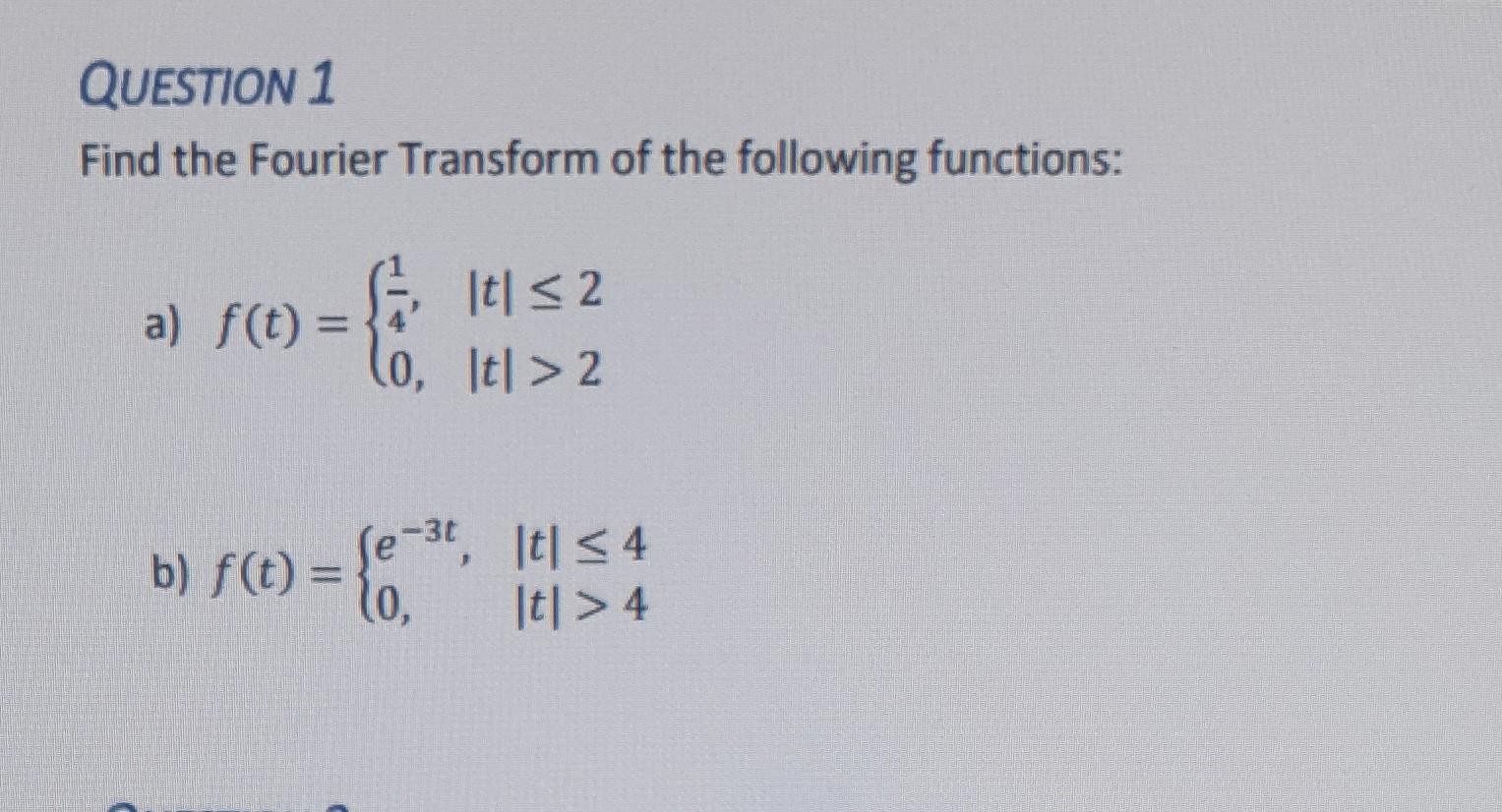 Solved Find The Fourier Transform Of The Following | Chegg.com