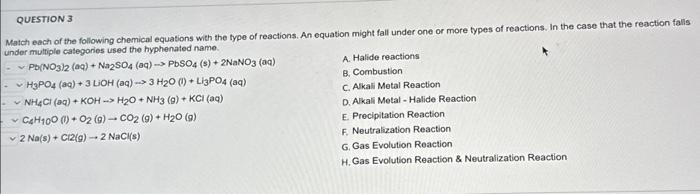 Solved QUESTION 3 Match each of the following chemical | Chegg.com