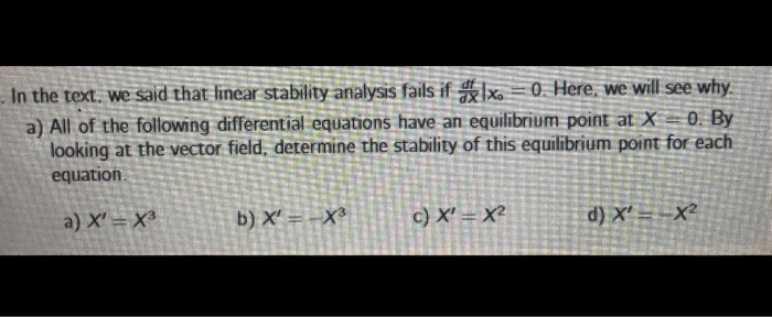 Solved In The Text, We Said That Linear Stability Analysis | Chegg.com