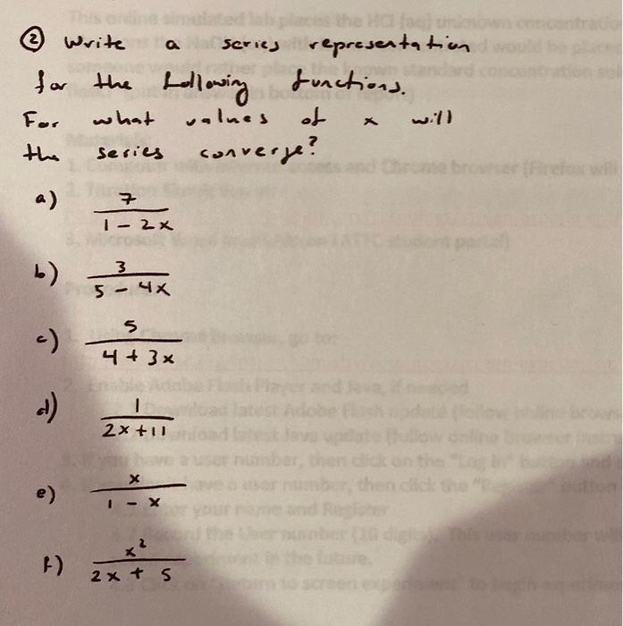 Solved 2 Write for the following series representation | Chegg.com