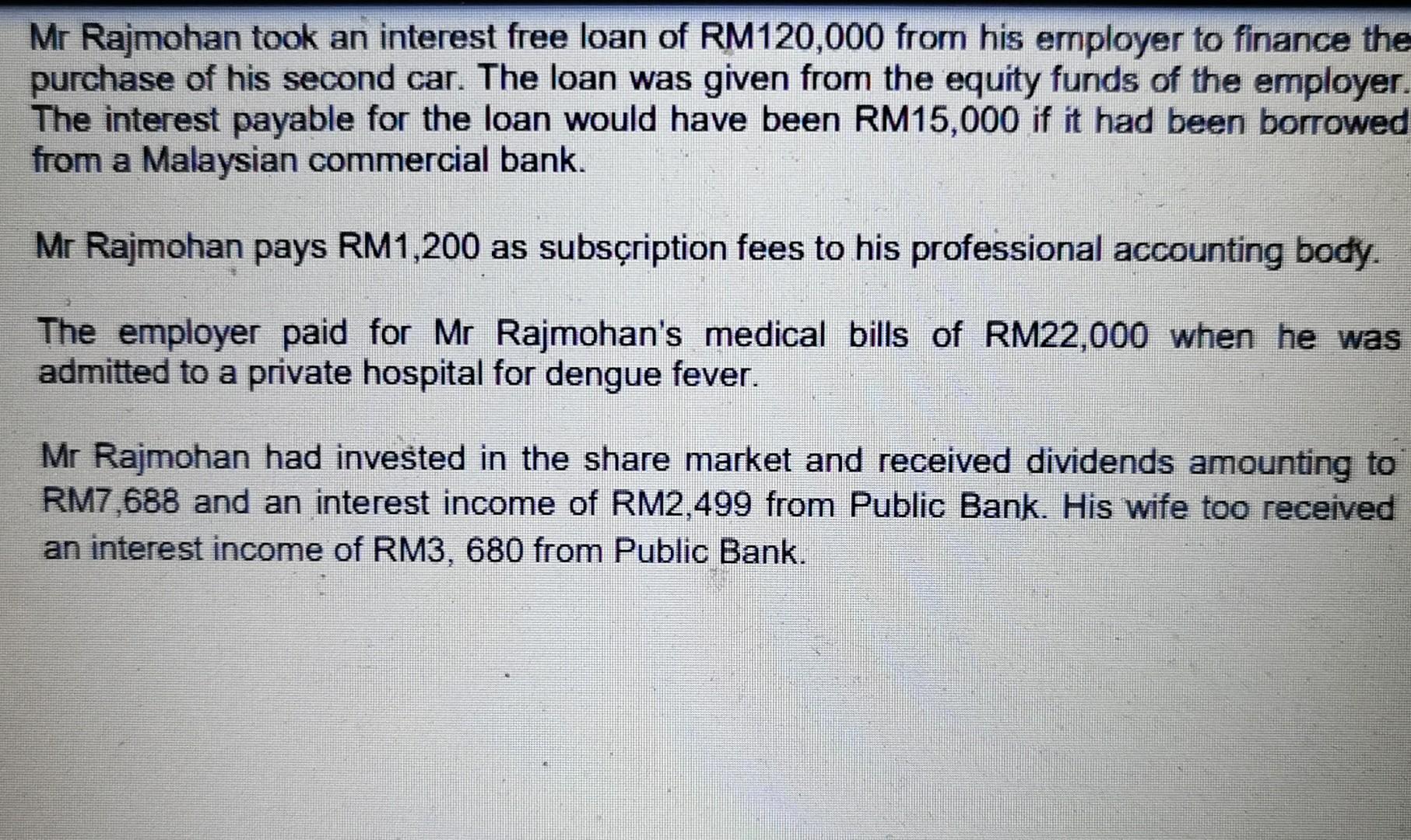 Solved Mr Rajmohan is the Chief financial officer for Johan | Chegg.com