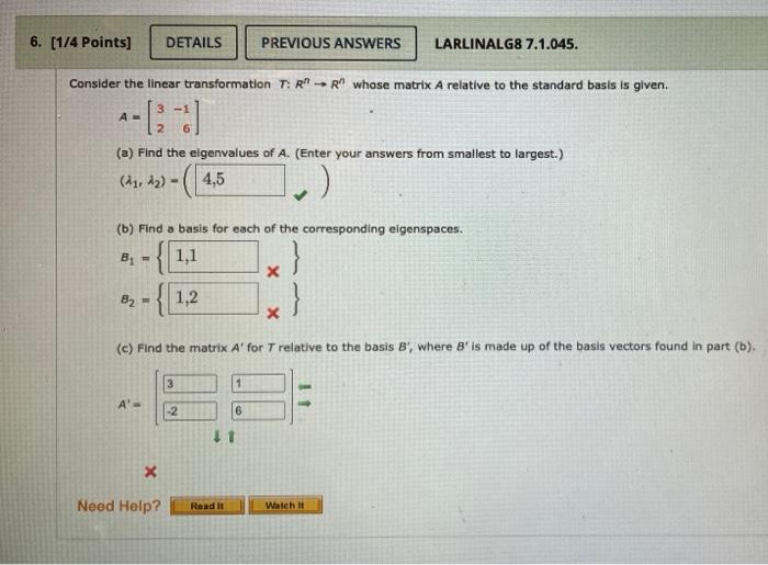 Solved Tonsider The Linear Transformation T Rn→rn Whose