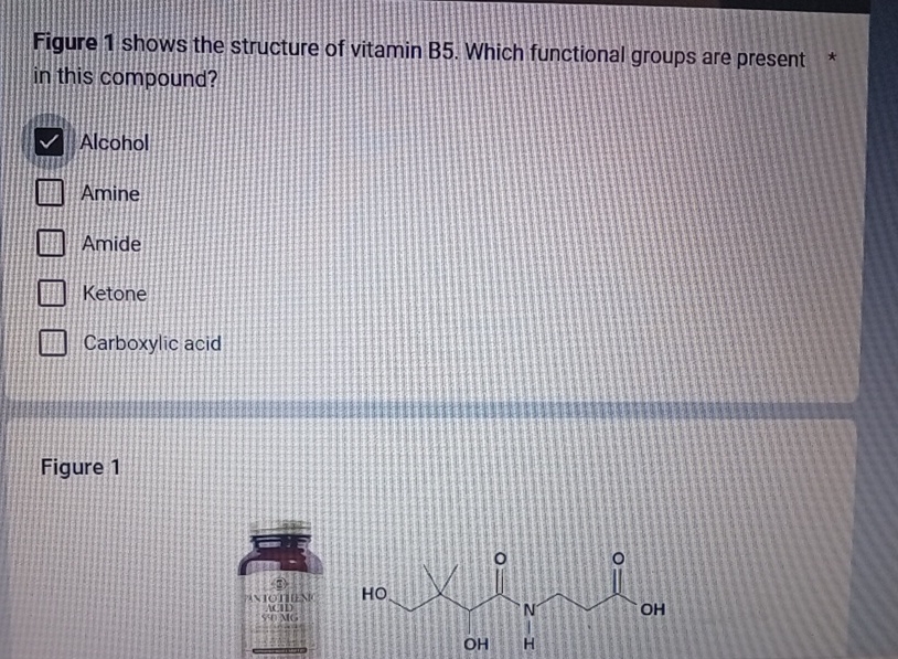 Solved Figure 1 ﻿shows the structure of vitamin B5. ﻿Which