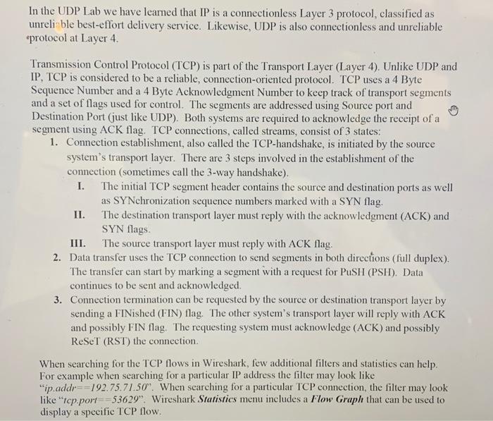 Solved In the UDP Lab we have learned that IP is a | Chegg.com