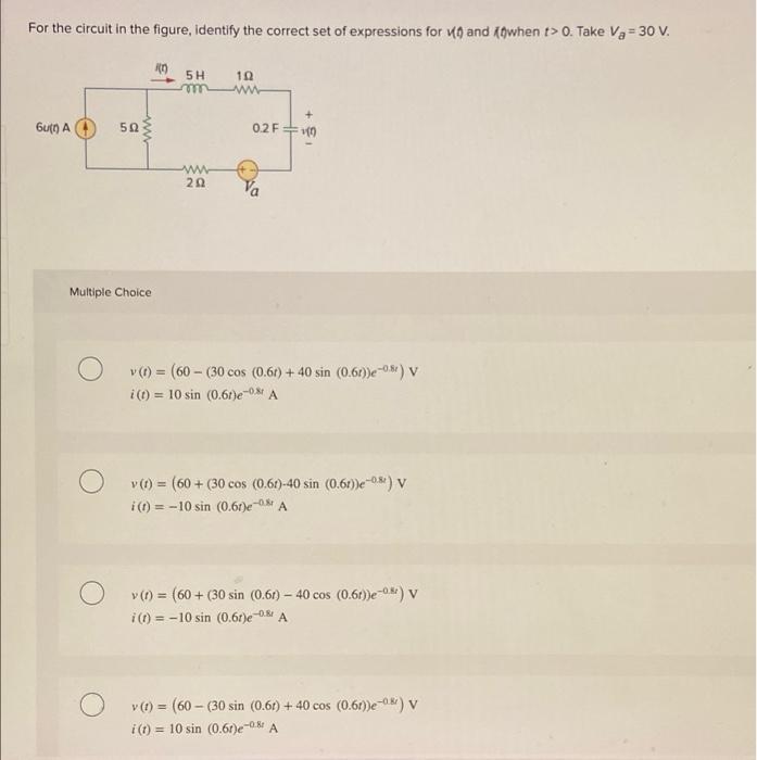 Solved For the circuit in the figure, identify the correct | Chegg.com