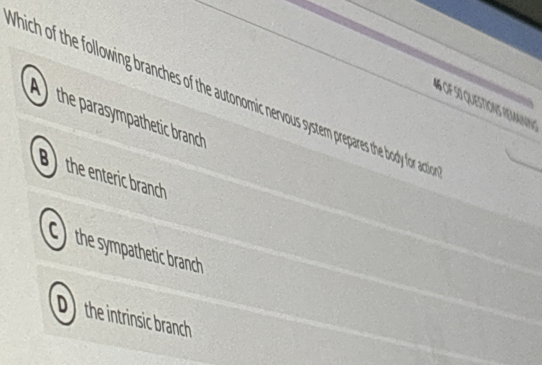 Solved Which of the following branches of the autonomic | Chegg.com