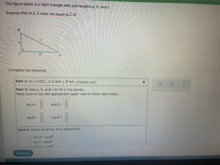 Solved The figure below is a right triangle with side | Chegg.com