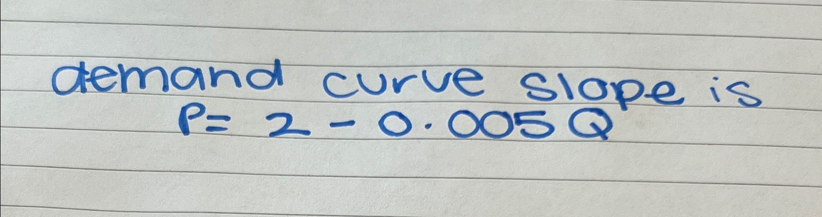 Solved demand curve slope isP=2-0.005Q | Chegg.com